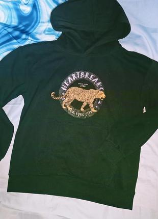 Коттоновый свитшот, кенгурушка, худи, с принтом, 40-44разм,трёхнитка, only