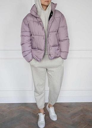 Куртка пуффер фіолетова непромокна об'ємна xs s m zara 4369/251
