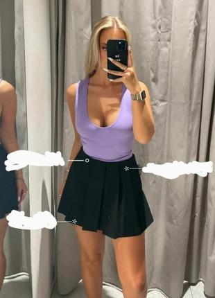 Юбка юбка шорты корить черные со складками s m zara 1478/022
