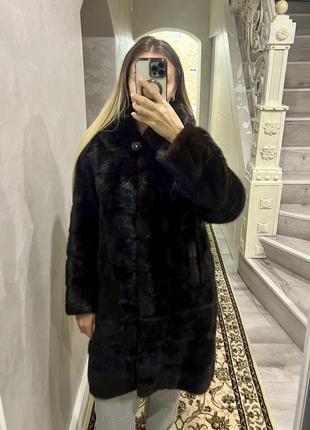 Шуба норкова (трансформер) темно-коричнева