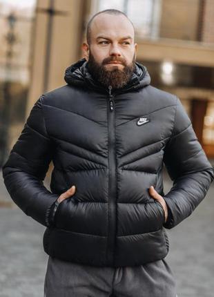 Зимний пуховик nike наполнитель primaloft черный