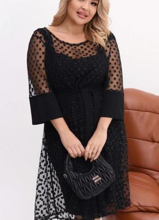 Нарядный сарафан с накидкой батал черный. нарядное черное платье батал. 52-62.