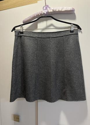 Шерстяная теплая серая мини юбка marc o’polo fabric italy