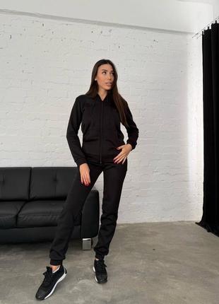 Спортивный костюм кофта с капишоном сопа брюки джоггеры комплект базовый на флисе черный серый коричневый зеленый бордовый