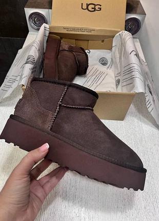 Ugg угги замшевые мех овчины шоколадные