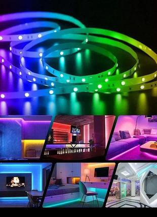 Светодиодная лента smd 5050rgb led 5 м ip65 с bluetooth контролем. подключение 220v