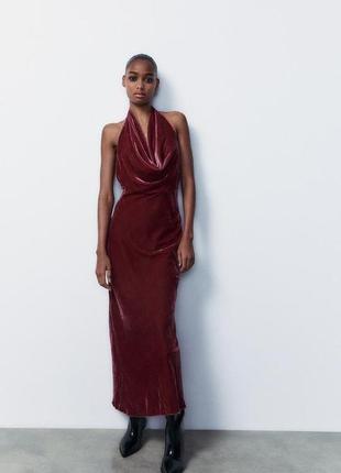 Zara оксамитова сукня з відкритою спиною