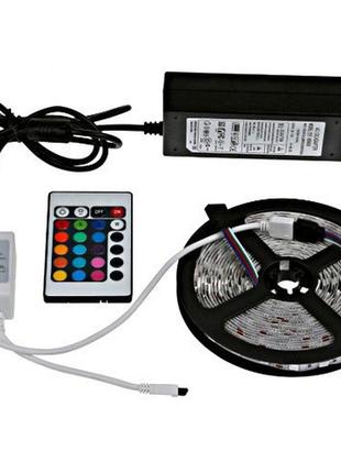 Светодиодная лента smd 5050rgb led 2 м ip65 с пультом и блоком питания usb, 2м, лента свето