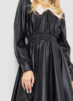 Вінтажна чорна сукня плаття еко шкіра  воротнічком shein