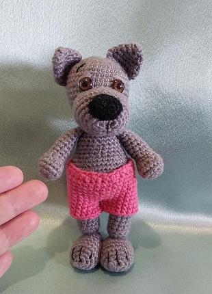 Волк мягкая игрушка, вязанный волк