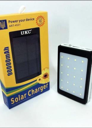 Умб Power bank hoco 50000 mah мобільне зарядне з сонячною панеллю та лампою, power bank charger батарея