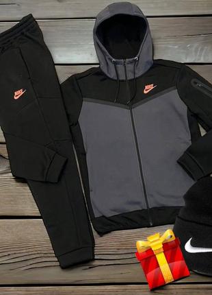 Мужской спортивный костюм на флисе nike + шапка найк в подарок