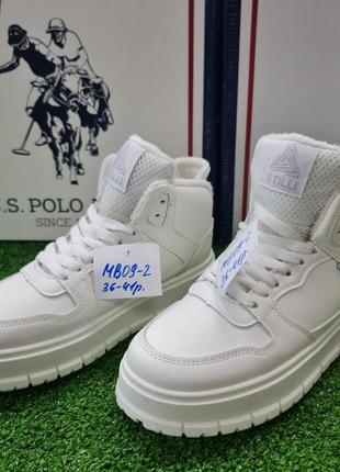 Зимние женские высокие кроссовки на меху кожа stilli оригинал 36-41р mb09-2