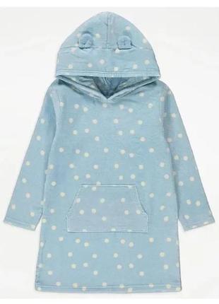 Халат-рушник в горох блакитного кольору george 86-92см