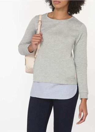 Теплый свитшот с начесом, толстовка, с имитацией блузки, от dorothy perkins. м