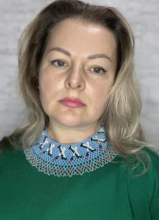 Голубая широкая силика с аистами