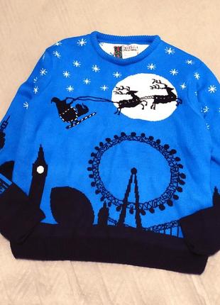 Свитер новогодний с яркими белыми огоньками. размер хl