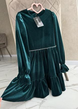 Новорічна велюрова сукня на дівчинку