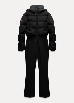 Лыжный комбинезон женский черный дутый zara ski