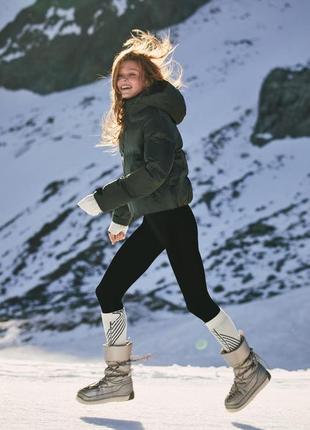 Вкорочений хакі пуховик жіночий zara ski