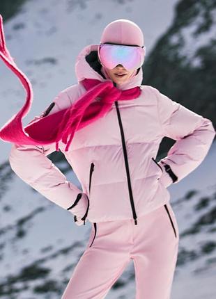 Пуховик жіночий рожевий zara ski