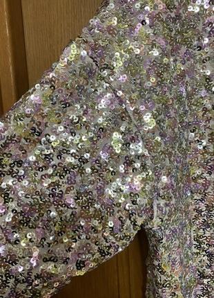 Новое эффектное модное короткое платье с длинным рукавом в пайетки 50-52 р zara5 фото