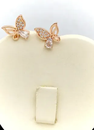 Серьги-гвоздики бабочки фирма xuping m&l (медицинское золото)