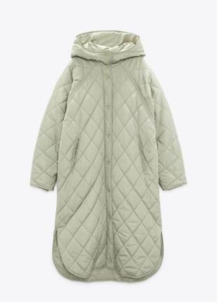 Стеганое пальто оверсайз zara