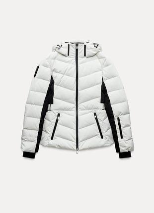 Пуховик жіночий білий zara ski