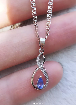Новая серебряная подвеска с танзанитом  и диамантом+ цепочка