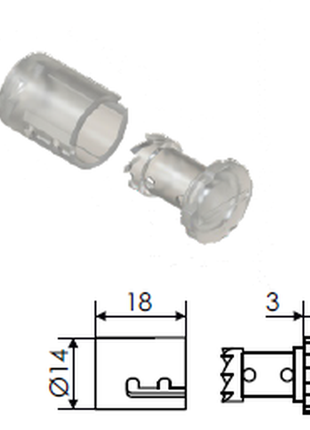 Комплект нижньої фіксації для тканевих ролет на лісці (з прозорими бочонками)