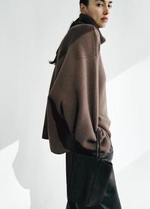 Свитер шерстяной коричневый овер zara new