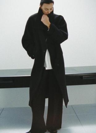Пальто женское шерстяное черное zara new