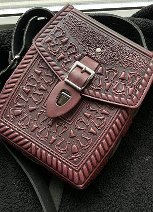 Винтажная кожаная сумка ручной работы