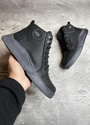 Зимние мужские ботинки ugg black grey (мех) 40-41-42-44