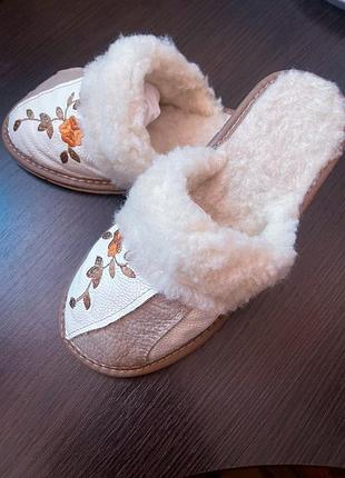 Тапочки кожа мех