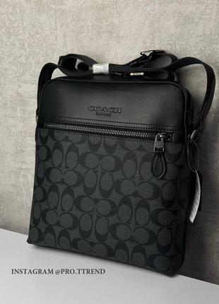 Кожаная мужская сумка coach, месенджер coach