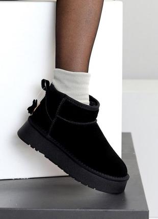 Угги черные женские замш6 фото