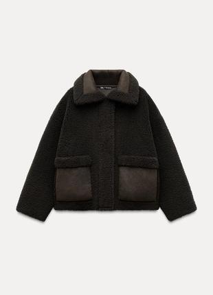 Куртка женская коричневая искусственная овчина zara new