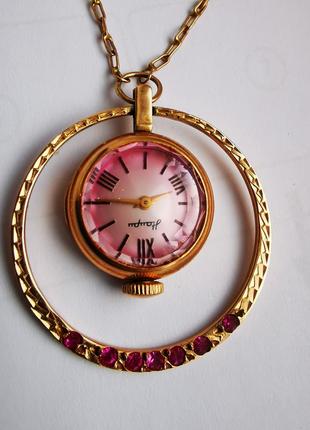 Золотые часы кулон с цепочкой подвес наири 583 винтаж
