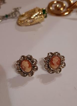 Серьги камея avon, американский винтаж 80х