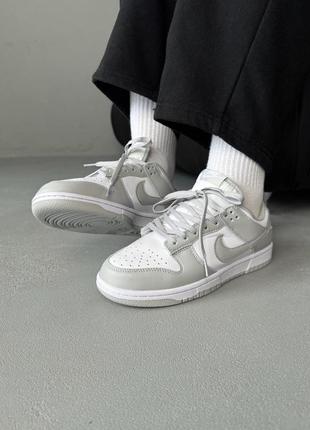 Мужские кроссовки nike dunk low light grey/white 5