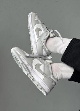 Мужские кроссовки nike dunk low light grey/white 7