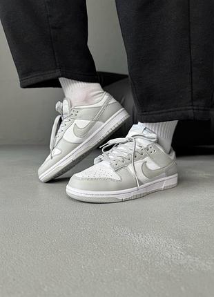 Мужские кроссовки nike dunk low light grey/white 9
