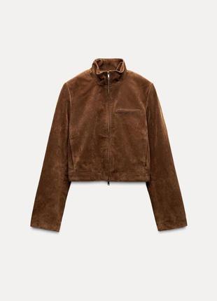 Куртка женская коричневый замшевая кожаная zara new