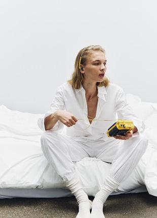 Белый поплиновый костюм женский пижамный стиль zara new