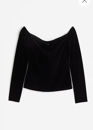 Оксамитовий реглан кофтинка h&m з ефектним декольте
