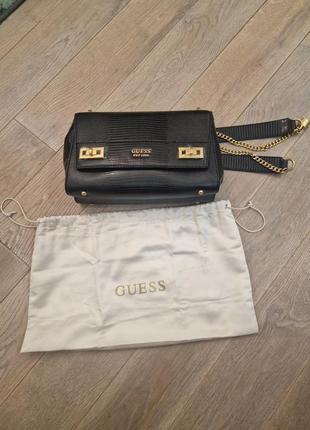 Новая guess сумкаизнаcy croc flap shoulder bag hwcb8494190 черный3 фото