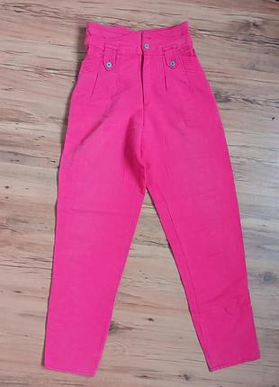 Секси брюки с высокой посадкой xs-s брюки фуксия tropical fruits