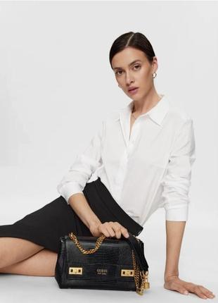 Новая guess сумкаизнаcy croc flap shoulder bag hwcb8494190 черный1 фото